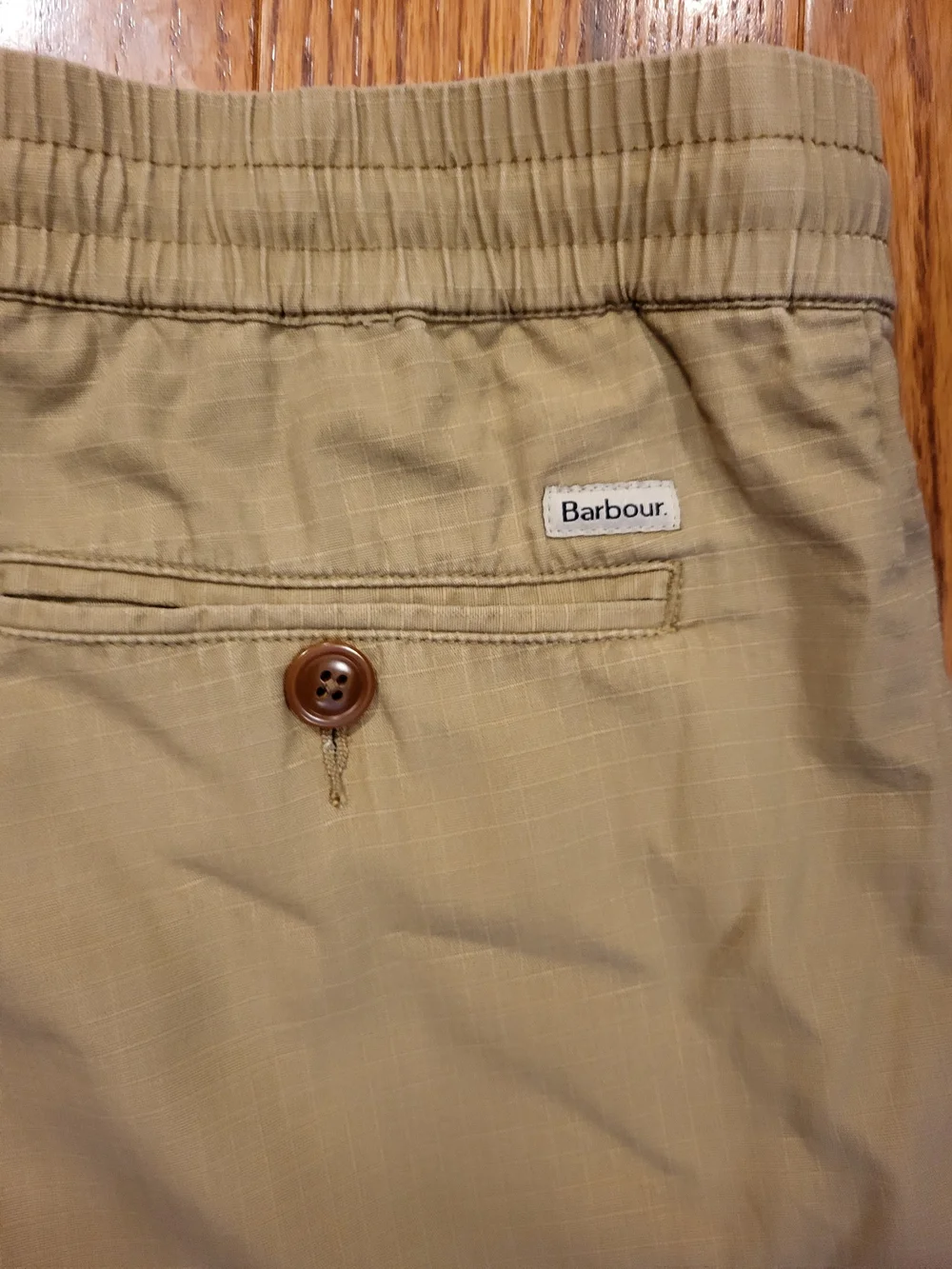 Barbour Shorts Mens Medium Khaki Roller Ripstop Elastic Waist Drawstring